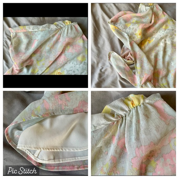 ALICE + OLIVIA one Shoulder Asymmetric Floral Blouse M 6 8 Tank Top 70s fairy - Picture 8 of 9